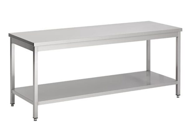 Lavt rustfri stålbord m. underhylde - 2000x700x600 mm